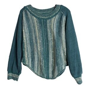 Daily Practice by Anthropologie Sunrise Knit Lounge Top Womens L Blue Multi